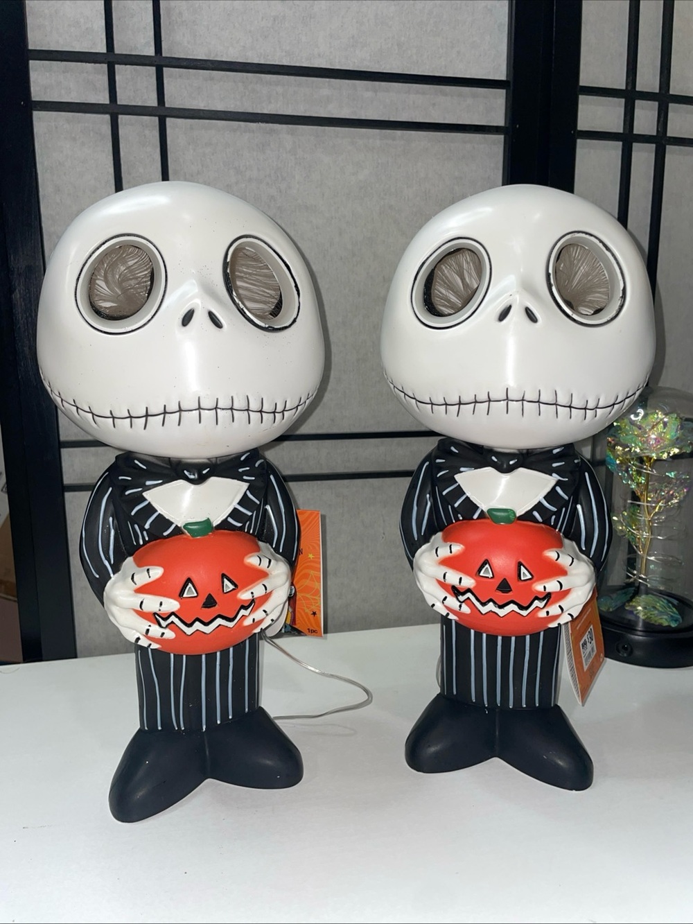 Pair of Jack Skellington 14" Halloween Light-Up Figures - Working
